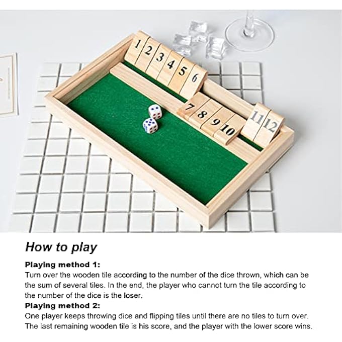 rayihni DICE BOARD GAME, 12PCS NUMBER TILES WOODEN FLIP GAME WITH PUNISHMENT TEXT, PORTABLE PARTY TOY, FOR BARS KTV TEA HOUSE - Image 5